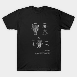 Badminton Shuttlecock Vintage Patent Drawing T-Shirt